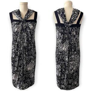 MAXMARA Printed Dress Jersey Knit in Black/White size Large